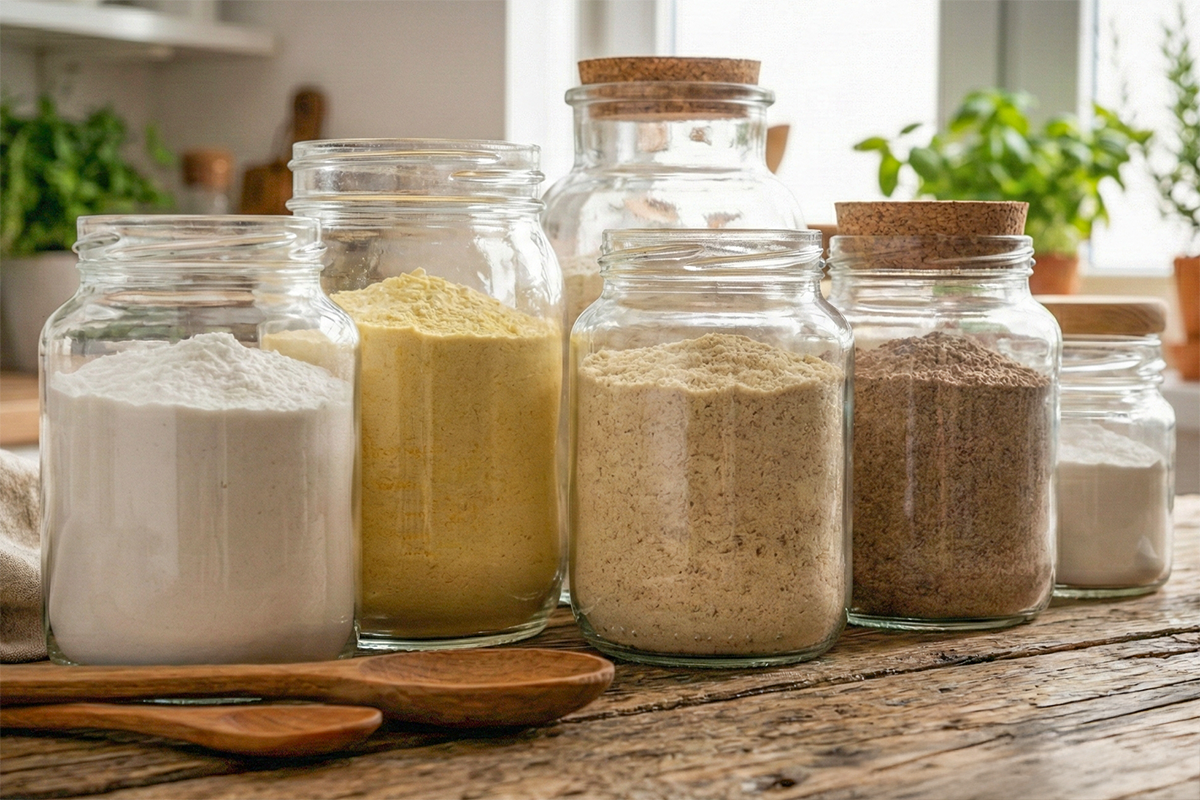 Brezglutenske moke na leseni mizi