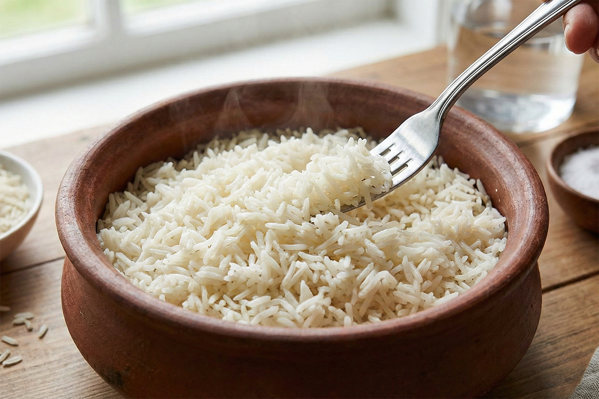 Jasminov riž skuhan na kitajski način