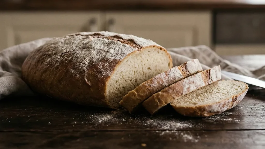 Brezglutenska bela štruca na pultu.