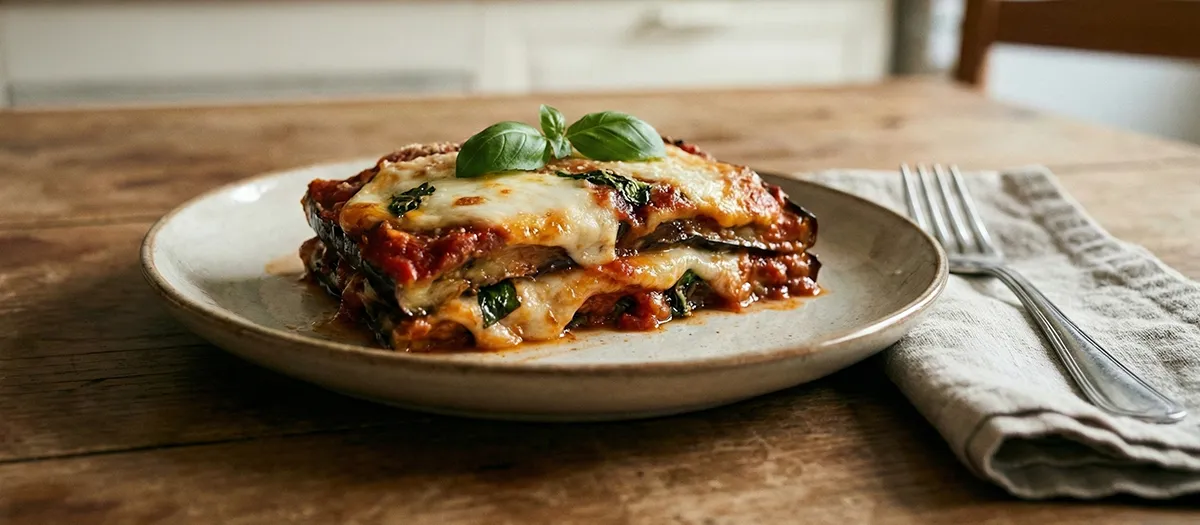 Brezglutenska parmiggiana na krožniku