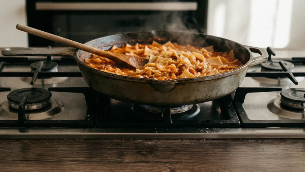 Brezglutenske zeljne krpice na štedilniku.