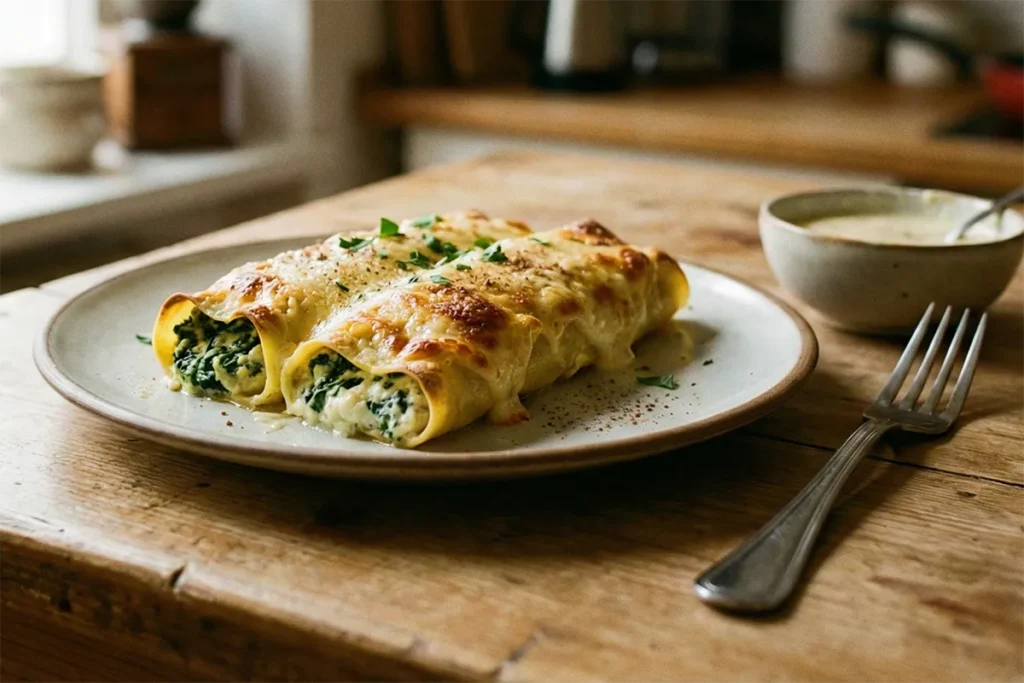 Brezgluenski kaneloni na krožniku