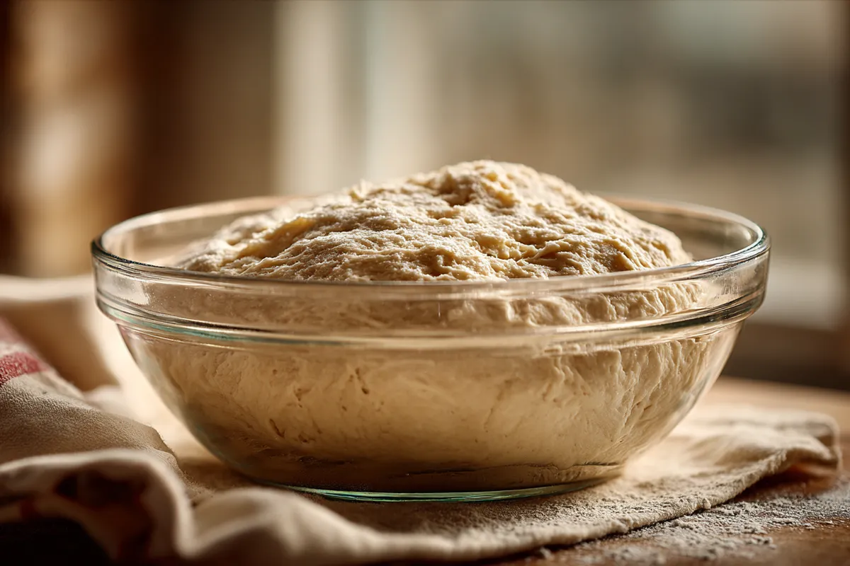 Brezglutensko testo iz bele mešanice mok med vzhajanjem.